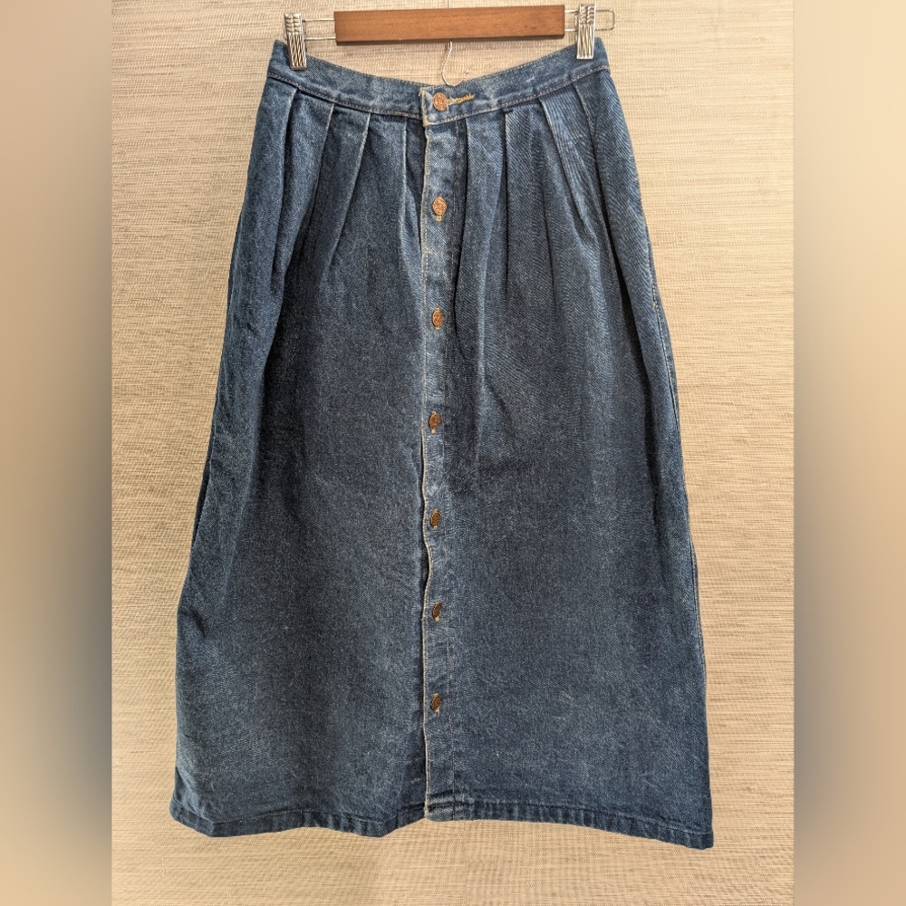 Middy British Raj Border Patrol Vintage Stonewashed Denim Long Skirt Size 9